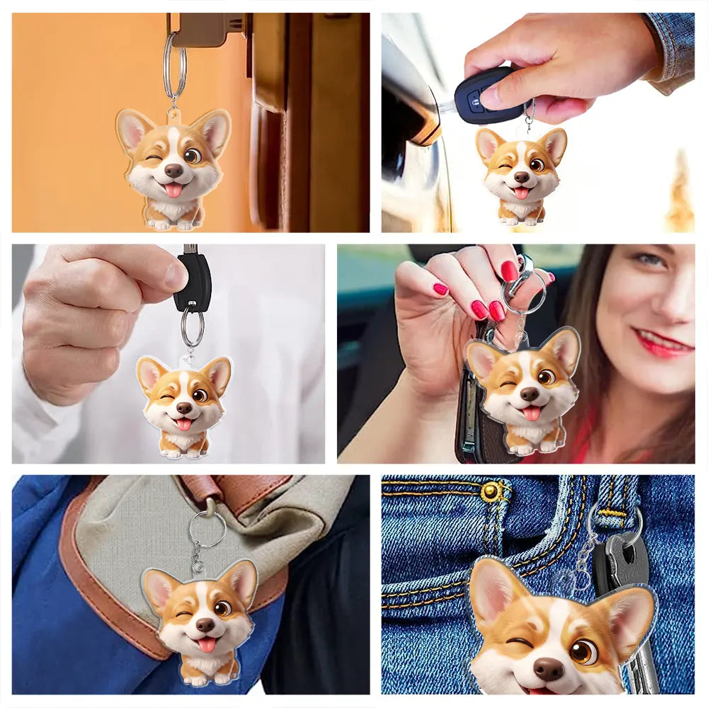 Adorable,Art Design,Pet Lovers,Photo - 3D Chibi Adorable Pet - Custom Photo 3D Chibi Pet Dog Cat Adorable - Personalized Acrylic Keychain