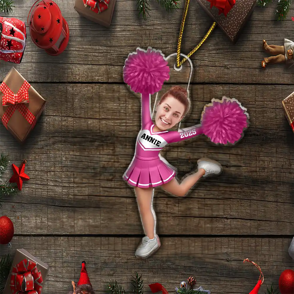 Gift For Yourself, Gift For Women, Happy, Christmas, Custom Photo - Custom Photo 3D Effect Cheerleader - Personalized Custom Shaped Acrylic Ornament