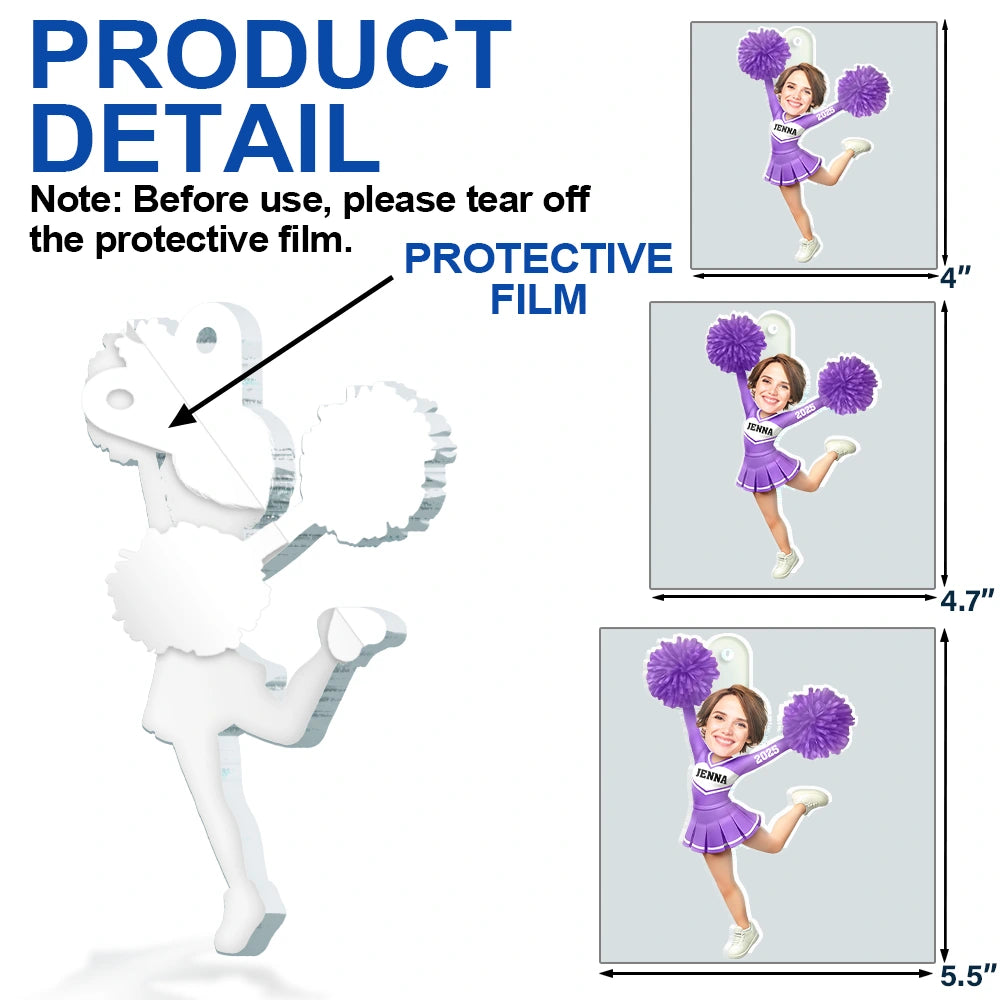 Gift For Yourself, Gift For Women, Happy, Christmas, Custom Photo - Custom Photo 3D Effect Cheerleader - Personalized Custom Shaped Acrylic Ornament