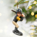 Happy, Christmas, Baseball, Gift For Kids, Gift For Yourself - Custom Photo 3D Effect Figure Art Baseball Lover - Personalized Custom Shaped Acrylic Ornament