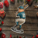 Happy, Christmas, Baseball, Gift For Kids, Gift For Yourself - Custom Photo 3D Effect Figure Art Baseball Lover - Personalized Custom Shaped Acrylic Ornament