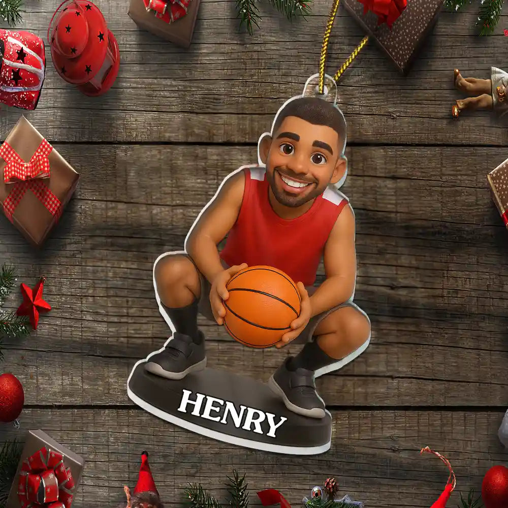 Basketball, Gift For Yourself, Gift For Men, Gift For Women, Gift For Kids - Custom Photo 3D Effect Figure Art Basketball Lover - Personalized Custom Shaped Acrylic Ornamenta