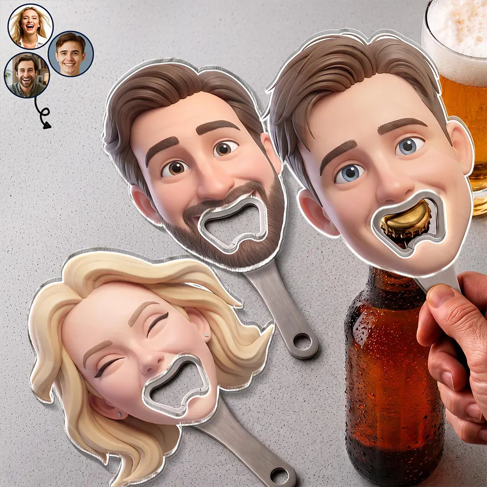 Custom Photo 3D Effect Figure Art Wedding Bachelor Bachelorette Favors - Personalized Custom Shaped Bottle Opener