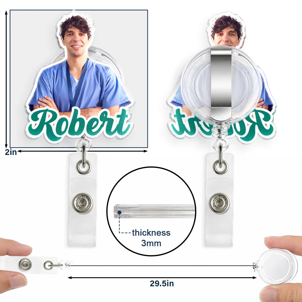 Custom Photo, Nurse, Proud, Remove BG Photo - Custom Photo 3D Effect Nurse Name - Personalized Badge Reel