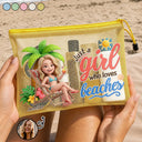 Art Design,Confident,Beach,Gift For Yourself,Summer,Gift For Women,Photo - Beach Chair 3D Effect - Custom Photo 3D Summer Concept Just A Girl Who Loves Beaches - Personalized Mesh Zipper Pouch