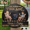 Poolside, Outdoor Decor, Custom Photo, Art Design, Summer, Gift For Couples, Humorous, Photo - Beach Chair 3D Effect - Custom Photo 3D Summer Concept Couple Poolside Paradise Relax Enjoy - Personalized Custom Shaped Wood Sign