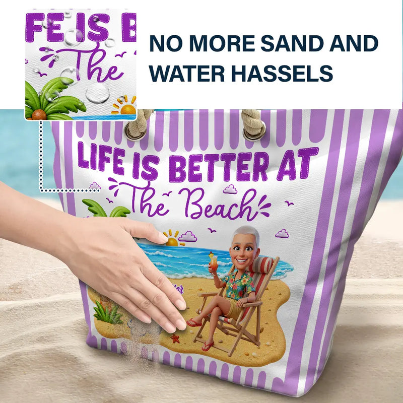 Gift For Yourself, Gift For Women, Custom Photo, Beach, Art Design, Summer, Playful, Photo - Beach Chair 3D Effect - Custom Photo 3D Summer Concept Just A Girl Who Loves Beaches - Personalized Beach Bag