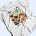 Custom Photo, Beach, Art Design, Summer, Gift For Yourself, Playful, Photo - Beach Chair 3D Effect - Custom Photo 3D Summer Concept Just A Girl Who Loves Beaches - Personalized T Shirt