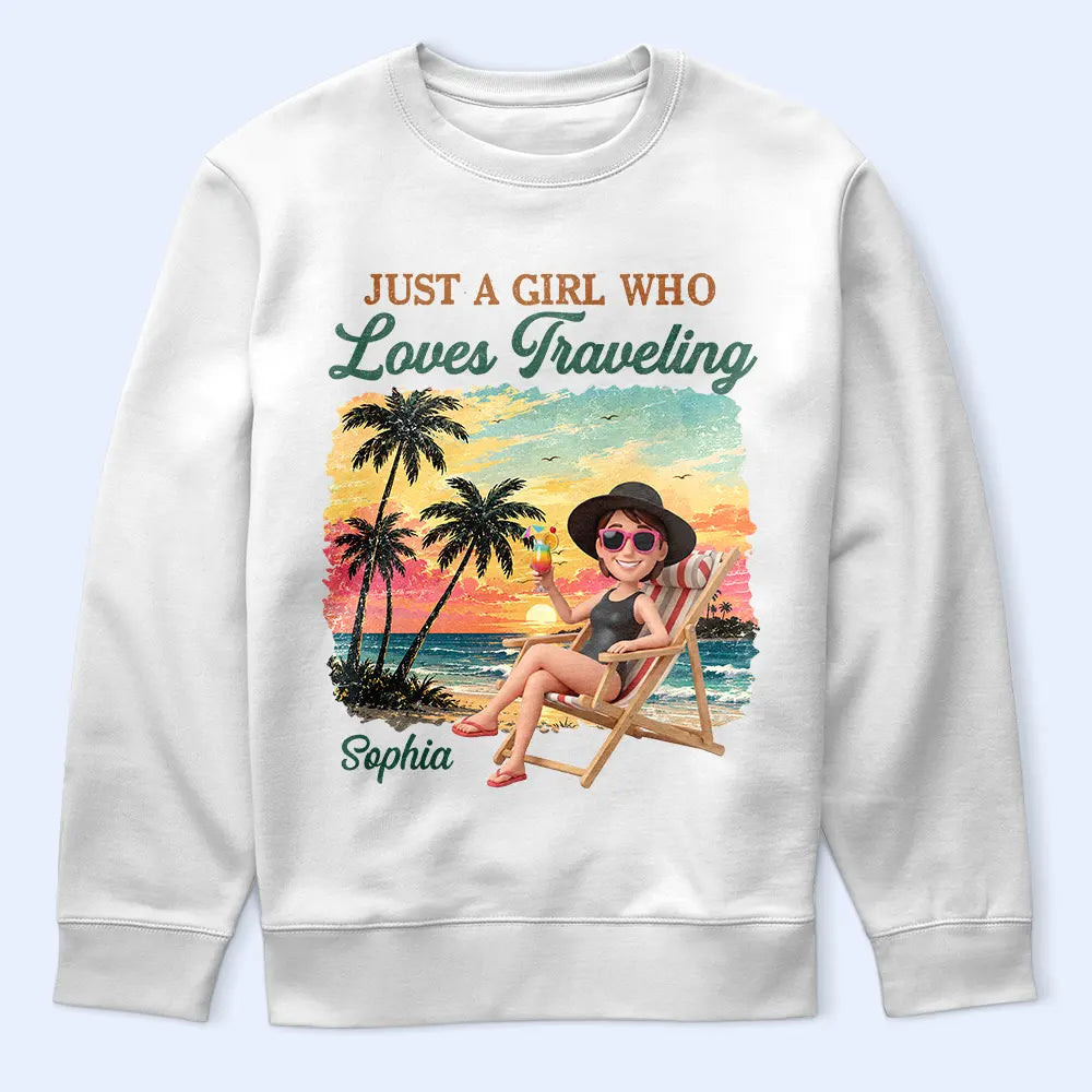 Custom Photo 3D Summer Concept Just A Girl Who Loves Beaches - Personalized T Shirt