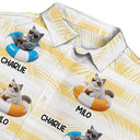 Custom Photo, Art Design, Summer, Pet Lovers, Playful, Photo - Swimming Float 3D Effect - Custom Photo 3D Summer Concept Poolside Beach Vacation Dog Cat - Personalized Hawaiian Shirt