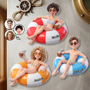 Custom Photo, Art Design, Summer, Family, Cruising, Adorable, Photo - Swimming Float 3D Effect - Custom Photo 3D Summer Concept Swimming Float Cruising - Personalized Acrylic Magnet