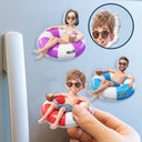 Custom Photo, Art Design, Summer, Family, Cruising, Adorable, Photo - Swimming Float 3D Effect - Custom Photo 3D Summer Concept Swimming Float Cruising - Personalized Acrylic Magnet