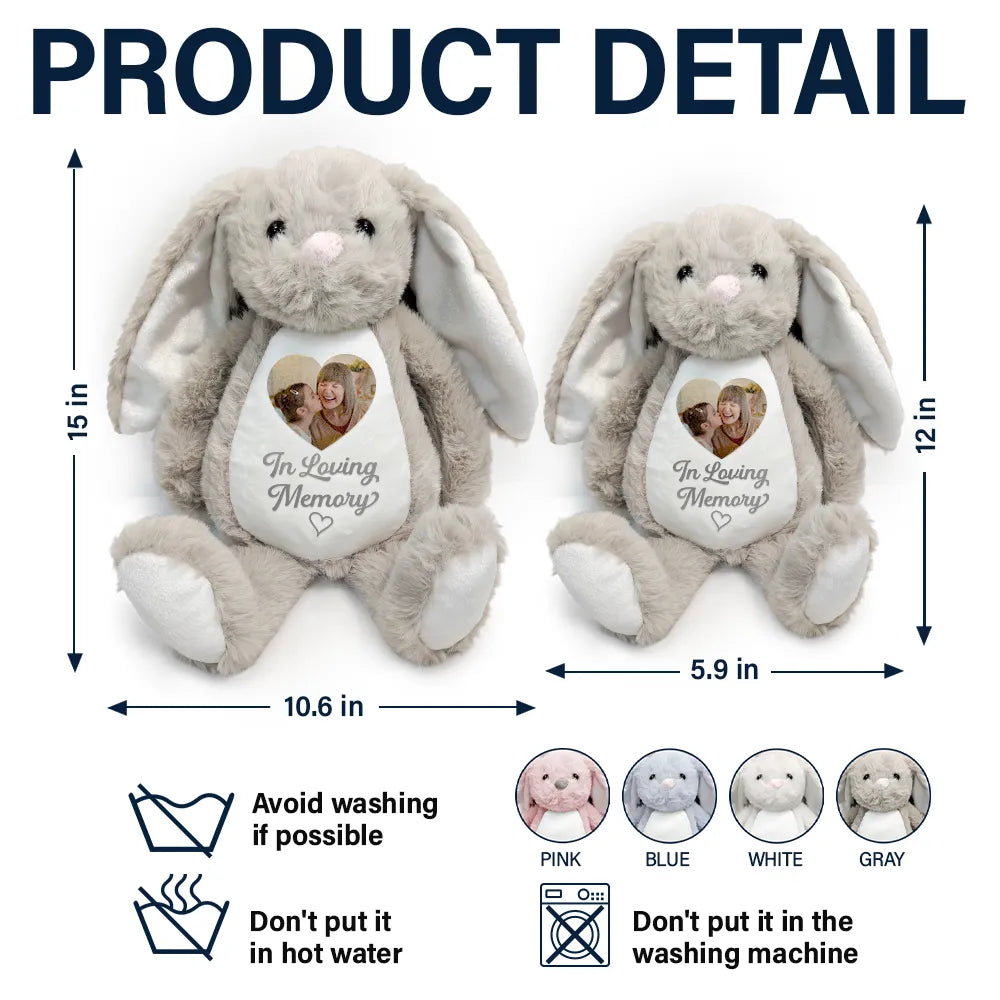 Memorial,Family,Gift For Grandparents,Parents,Sad - Custom Photo A Cuddle From Heaven Memorial - Personalized Soft Toy Bunny