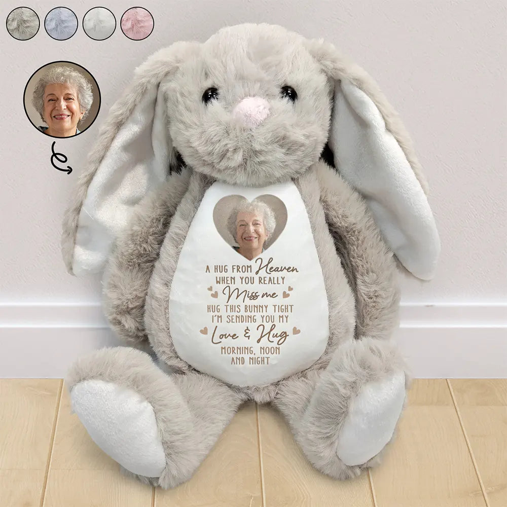 Custom Photo A Hug From Heaven - Personalized Soft Toy Bunny