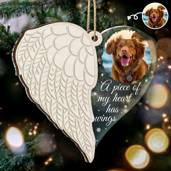 Memorial,Pet Lovers,Pet Mom,Pet Dad,Pet Couple,Dog Lovers,Dog Mom,Dog Dad,Dog Couple,Cat Lovers,Cat Mom,Cat Dad,Cat Couple,Sad,Christmas - Custom Photo A Piece Of My Heart - Personalized 2-Layered Mix Ornament