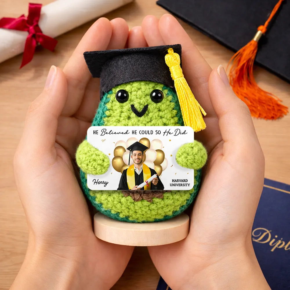 Graduation, Gift For Women, Gift For Men, Gift For Daughter, Gift For Son, Gift For Bestie, Happy, Funny - Custom Photo A Sweet Ending To A New Beginning - Personalized Doll Crochet With Custom Card