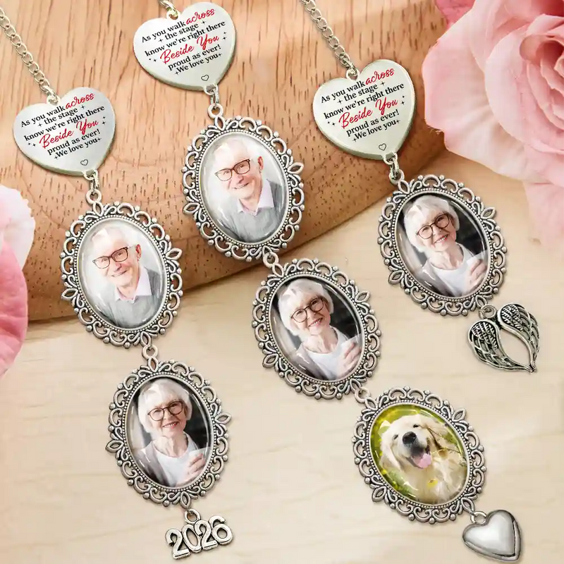 Graduation,Gift For Yourself,Custom Photo,Memorial,Sad - Custom Photo Across The Stage Know I'm Right There - Personalized Graduation Tassel Charm
