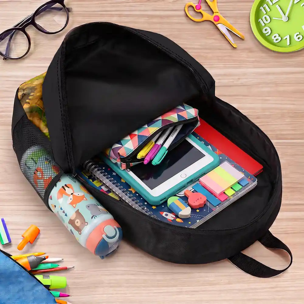 Top Market, Adorable, Back To School, Custom Photo, Gift For Kids, Cut-Face Photo - Custom Photo Adorable Kid Riding Dinosaur Flamingo Unicorn - Personalized Kids Backpack