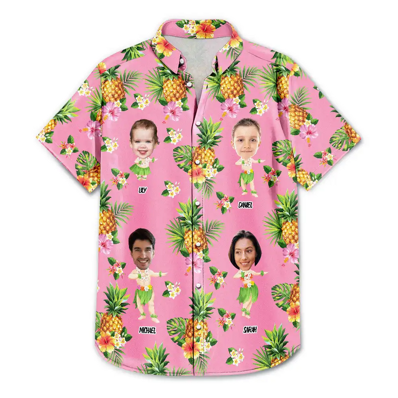 Family, Beach, Summer, Happy, Gift For Bestie, Gift For Yourself, Gift For Women, Gift For Men, Gift For Girlfriend, Gift For Boyfriend, Gift For Couples - Custom Photo Aloha The Family - Personalized Hawaiian Shirt