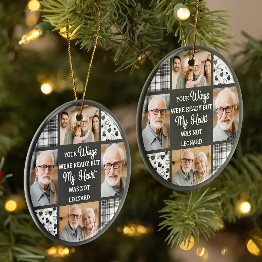 Memorial,Family,Parents,Gift For Grandparents,Sad,Christmas - Custom Photo Although You Cannot See Me I'm Always With You - Personalized Circle Ceramic Ornament