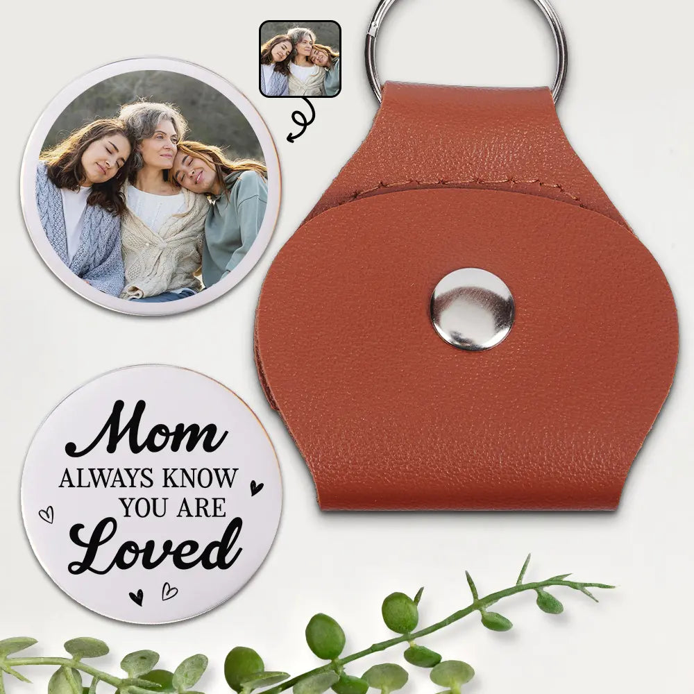 Family,Gift For Women,Gift For Men,Gift For Mother,Gift For Father,Gift For Grandpa,Gift For Grandma,Gift For Daughter,Gift For Son,Gift For Grandkids,Happy - Custom Photo Always Know You Are Loved - Personalized Leather Pocket Hug