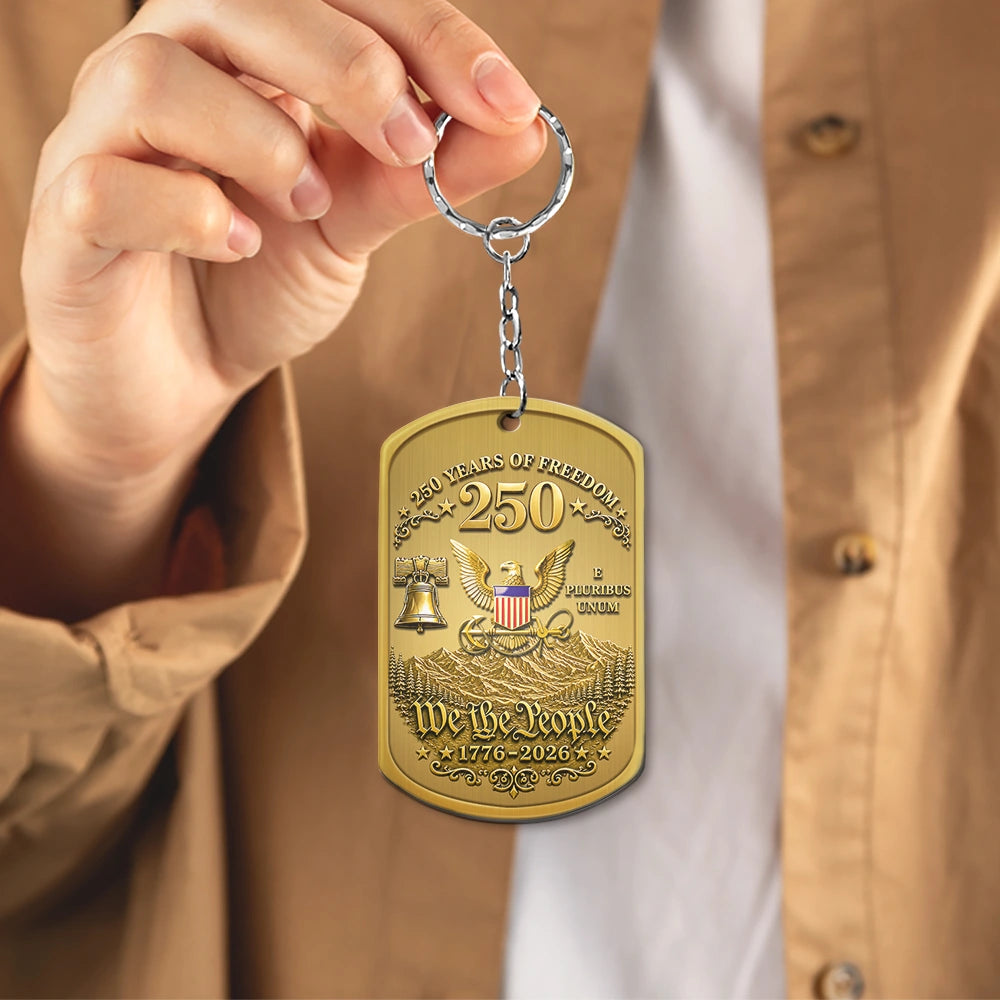 America 250th, Custom Photo, Independence Day, Family, Proud, Remove BG Photo - Custom Photo American Hero 250 Years Of Freedom - Personalized Aluminum Keychain