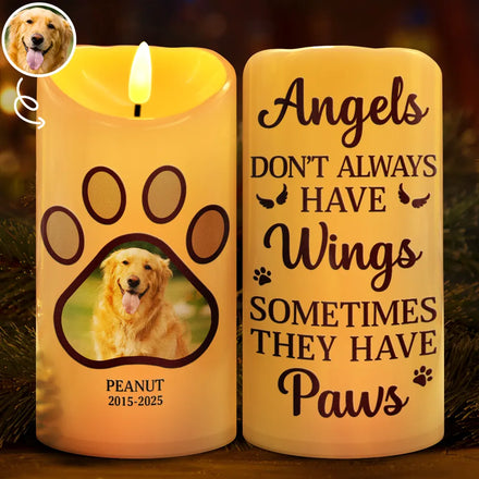 Custom Photo Angels Have Paws - Personalized Flameless LED Candle
