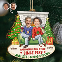 Funny,Christmas,Gift For Couples,Gift For Wife,Gift For Husband,Gift For Boyfriend,Gift For Girlfriend - Custom Photo Annoying Each Other Christmas Couple - Personalized Custom Shaped Wooden Ornament