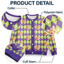 Funny, Christmas, Dog Lovers, Pet Lovers, Cat Lovers, Custom Photo - Custom Photo Argyle Plaid Pet Face - Personalized Cardigan
