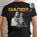 Custom Photo,Gift For Father,Dad - Children,Non-Eng,Photo,Proud - Custom Photo B&W Dad Grandpa Title - Personalized T Shirt