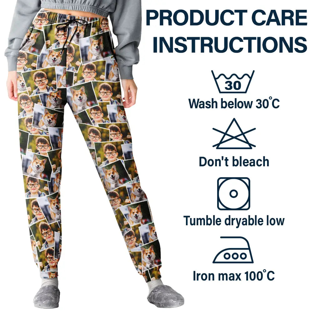 Custom Photo,Family,Gift For Yourself,Happy - Custom Photo B&W Memory Family Best Friend Yourself - Personalized Pajama Pants