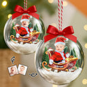 Gift For Kids,Custom Photo,Funny,Christmas - Custom Photo Baby And Kid In Sleigh - Personalized 3D Acrylic Ball Ornament