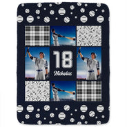 Custom Photo,Happy,Baseball,Gift For Kids - Custom Photo Baseball Pattern - Personalized Fleece Blanket, Sherpa Blanket