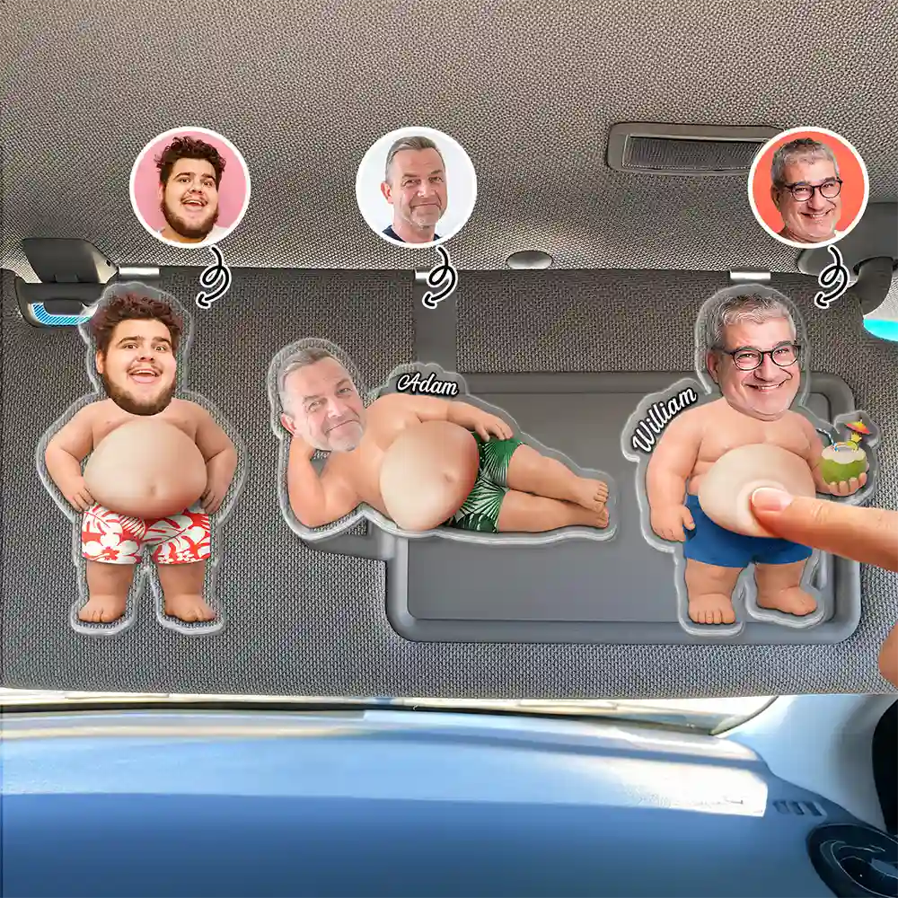 Custom Photo Belly Out For Summer - Personalized Squishy Acrylic Car Visor Clip