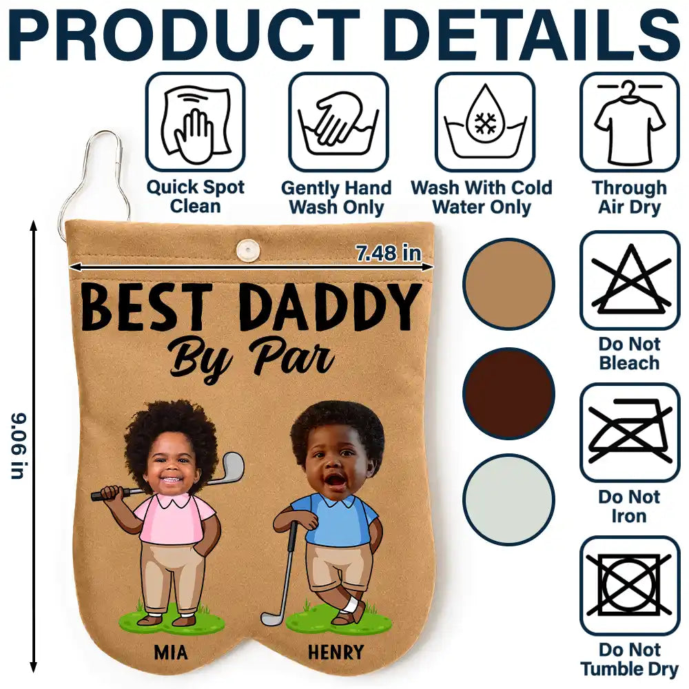 Gift For Father,Confident,Golf,Icon,Cut-Face Photo - Custom Photo Best Dad By Par Funny Kid - Personalized Golf Ball Sacks