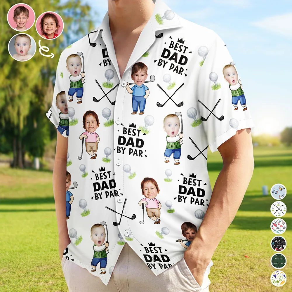 Custom Photo Best Dad By Par Funny Kid - Personalized Hawaiian Shirt
