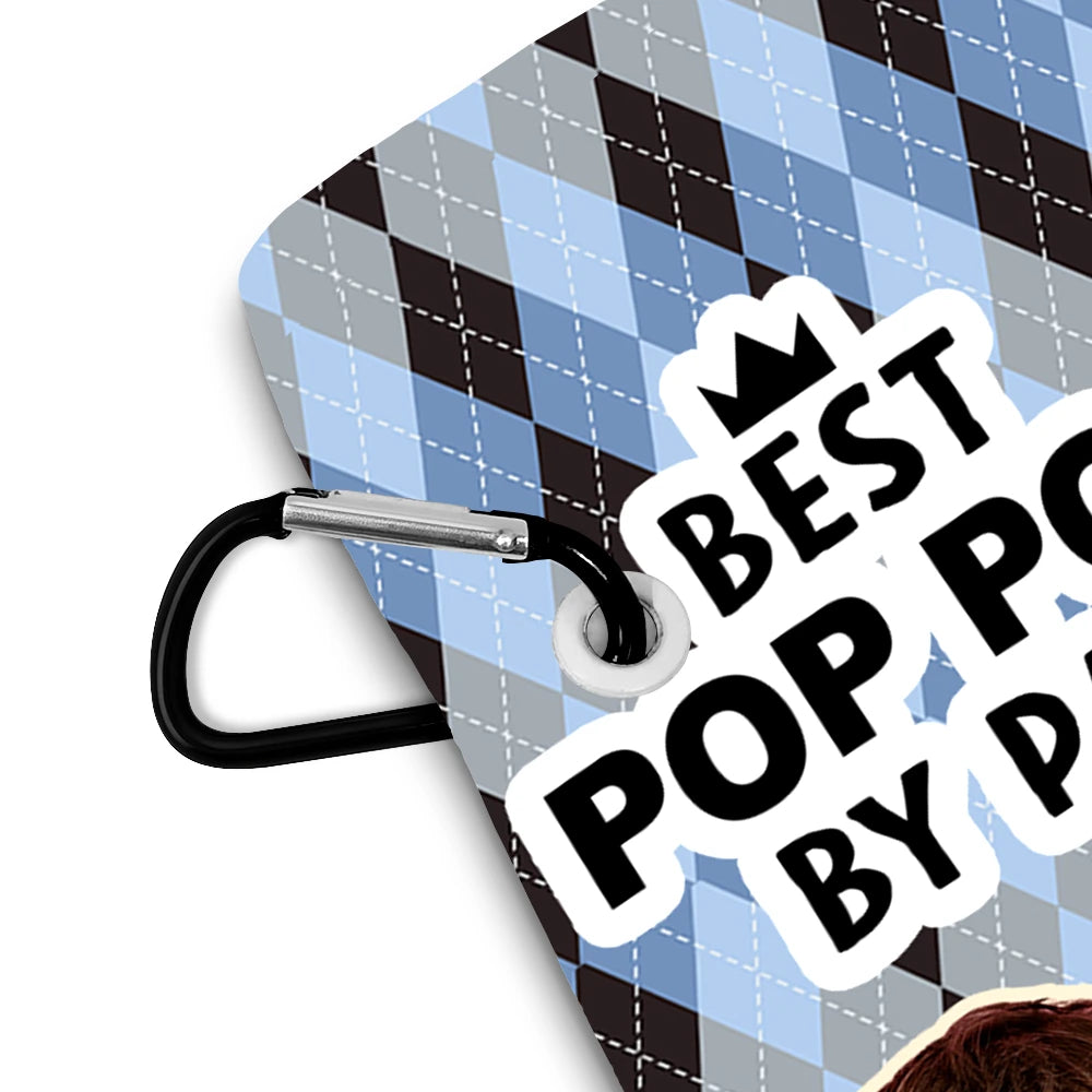 Golf,Sport Dad,Gift For Husband,Gift For Grandpa,Gift For Father,Non-Eng,Photo,Humorous - Custom Photo Best Dad By Par Funny Kid Vintage - Personalized Golf Towel
