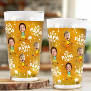 Gift For Father,Happy,Gift For Grandpa,Gift For Husband - Custom Photo Best Dad Grandpa Ever - Personalized Beer Glass