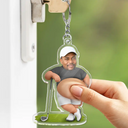 Custom Photo, Gift For Men, Gift For Yourself, Golf, Humorous, Cut-Face Photo - Custom Photo Best Dad Papa By Par - Personalized Squishy Acrylic Keychain