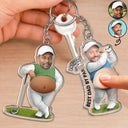 Custom Photo, Gift For Men, Gift For Yourself, Golf, Humorous, Cut-Face Photo - Custom Photo Best Dad Papa By Par - Personalized Squishy Acrylic Keychain