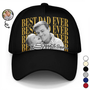 Gift For Father,Gift For Grandpa,Non-Eng,Photo,Proud - Custom Photo Best Dad Papa Ever Vintage - Personalized Classic Cap