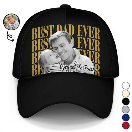 Custom Photo Best Dad Papa Ever Vintage - Personalized Classic Cap