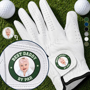 Gift For Father, Custom Photo, Golf, Playful, Upload Full Photo - Custom Photo Best Daddy By Par - Personalized Golf Glove