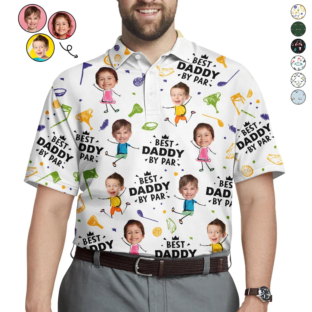 Custom Photo Best Daddy By Par Funny Golf Lover - Personalized Polo Shirt