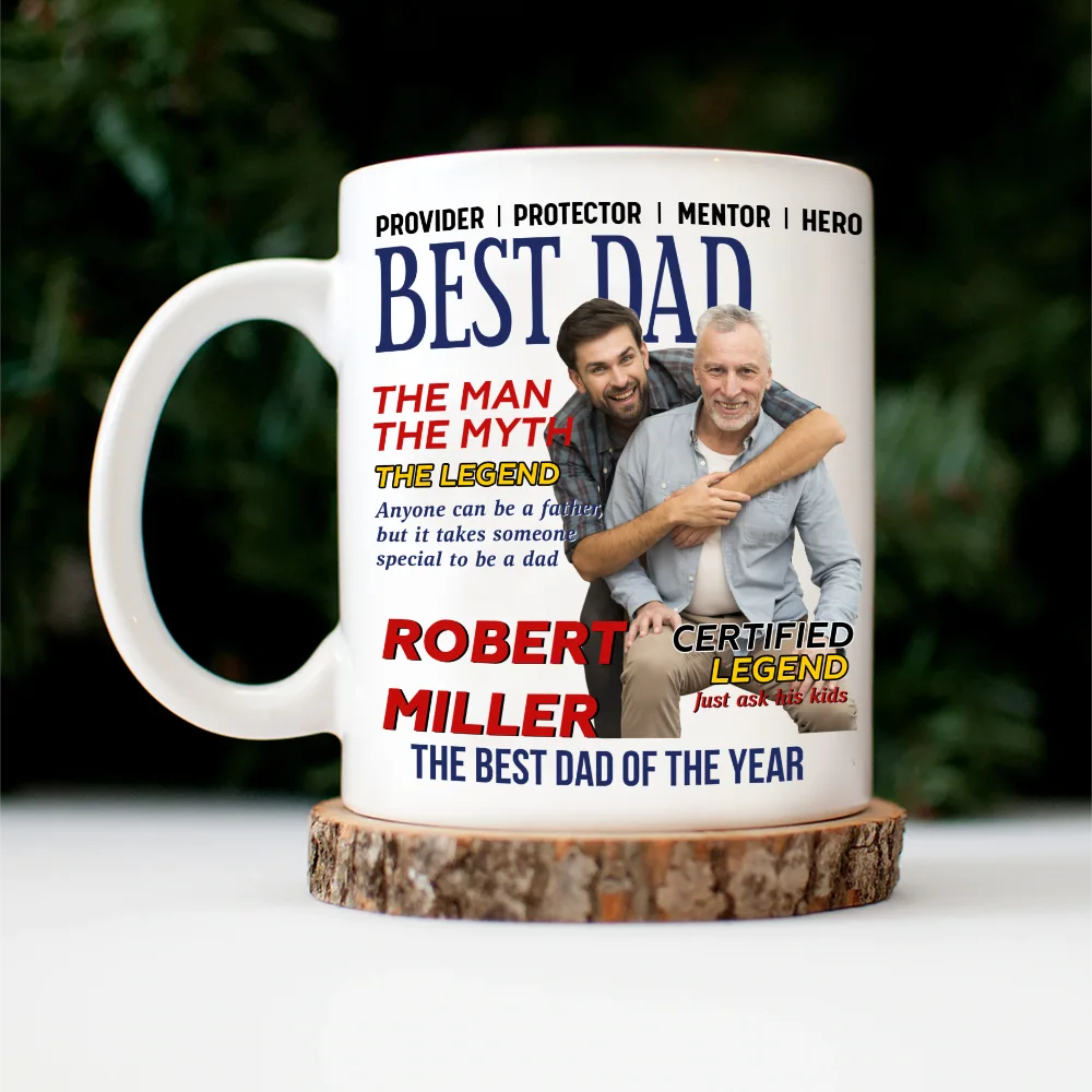 Gift For Father,Gift For Grandpa,Happy,Custom Photo - Custom Photo Best Daddy Papa Magazine - Personalized Mug