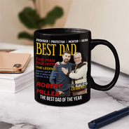 Gift For Father,Gift For Grandpa,Happy,Custom Photo - Custom Photo Best Daddy Papa Magazine - Personalized Mug