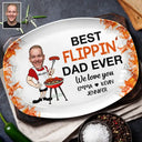 Gift For Father,Dad's Hobby,Grilling,Cooking - Custom Photo Best Flippin Dad Ever - Personalized Plate