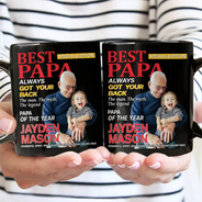Gift For Grandpa,Gift For Father,Happy,Custom Photo - Custom Photo Best Grandpa Papa Magazine - Personalized Mug