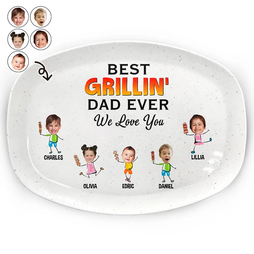 Custom Photo Best Grillin' Dad Ever We Love You - Personalized Plate