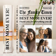 Gift For Father,Gift For Mother,Gift For Women,Gift For Men,Love - Custom Photo Best Mom Dad Ever Newspaper Theme - Personalized Acrylic Book Vase